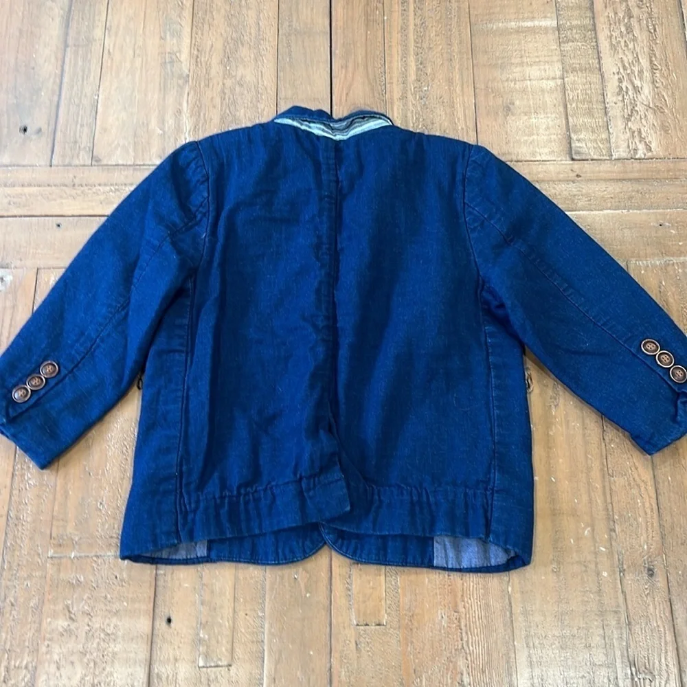 Zara dark cotton denim chambray blazer